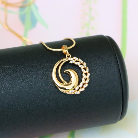 "Elegant Rose Gold Spiral Pendant with Sparkling Stone Accents, XPPT1243 - Picture 6 of 12